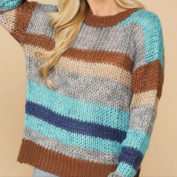 Gigio Sweater / Striped & Colorful / Oversized Small - Picture 2 of 6
